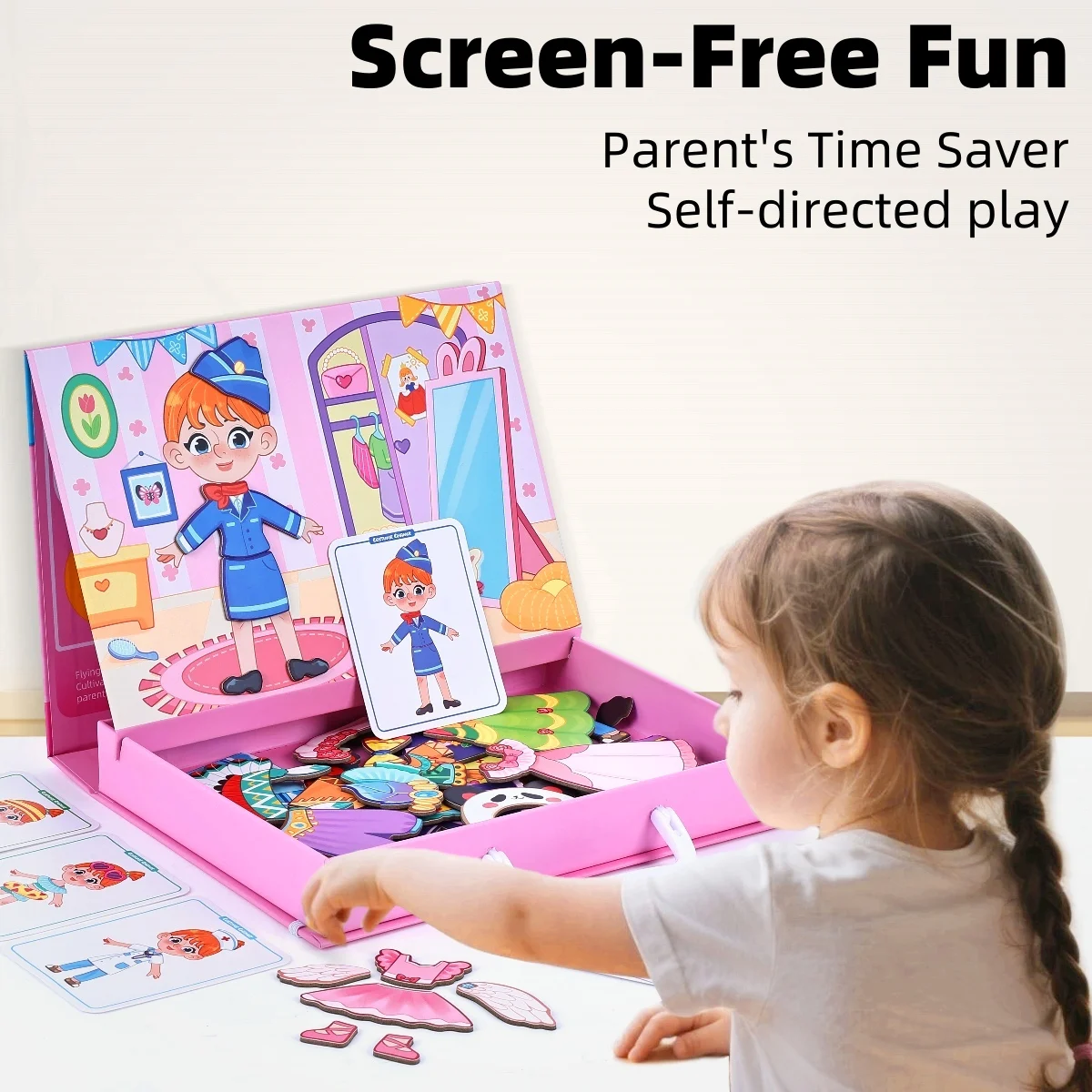 Princess Dress-Up + Flying Chess 2-in-1 Portable Toy Gift Box, Portable Board Game for 2-4 Players, Interactive Family Table Game, Children's Educational Toy for Fine Motor Skills, Suitable for Boys and Girls Aged 3 and Above, Christmas, Halloween, Birthday Gift
