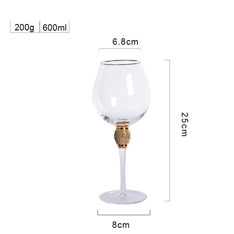 European Golden Edge Cocktail Glass Diamond Wine Set Transparent Champagne Cup Open-Top Goblet Light Luxury Crystal Wine Glasses