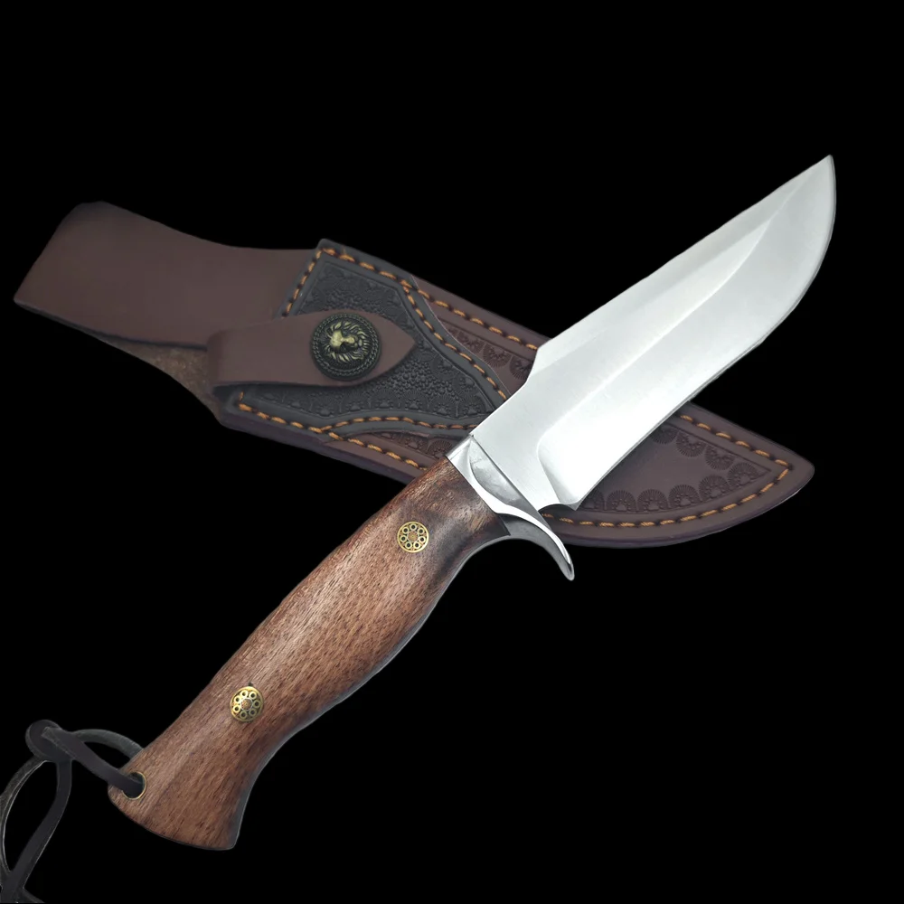 Alta qualidade 9cr18mov lâmina jacarandá lidar com faca de caça tática ao ar livre bushcraft acampamento edc auto defesa faca utilitária