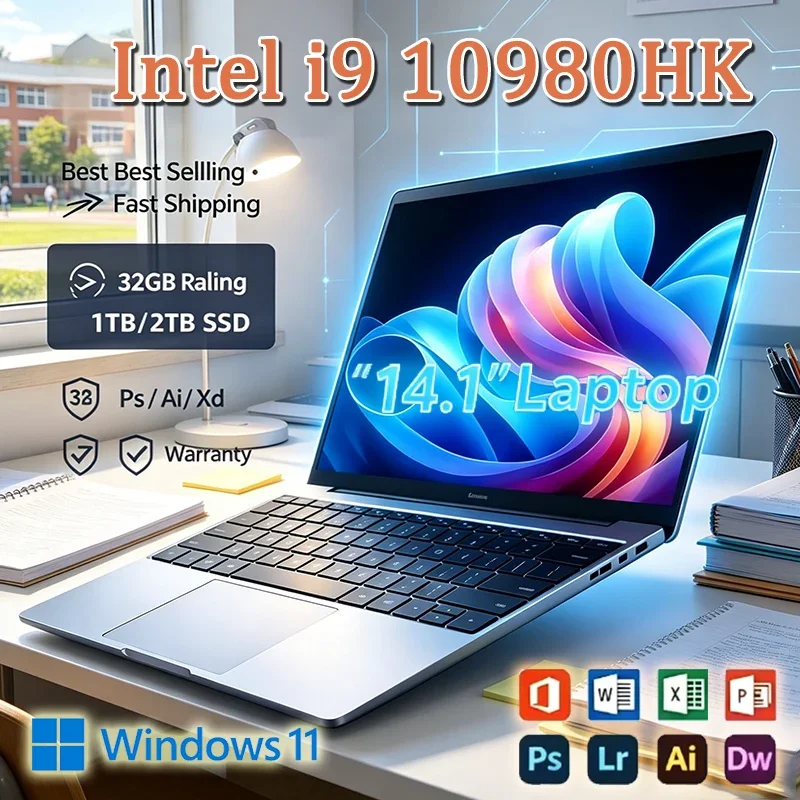 New Intel Core i9 10980HK 14.1 inch laptop 16GB RAM 2TB SSD Windows 11 Por Office PC Notebook computer Portable Gaming laptops
