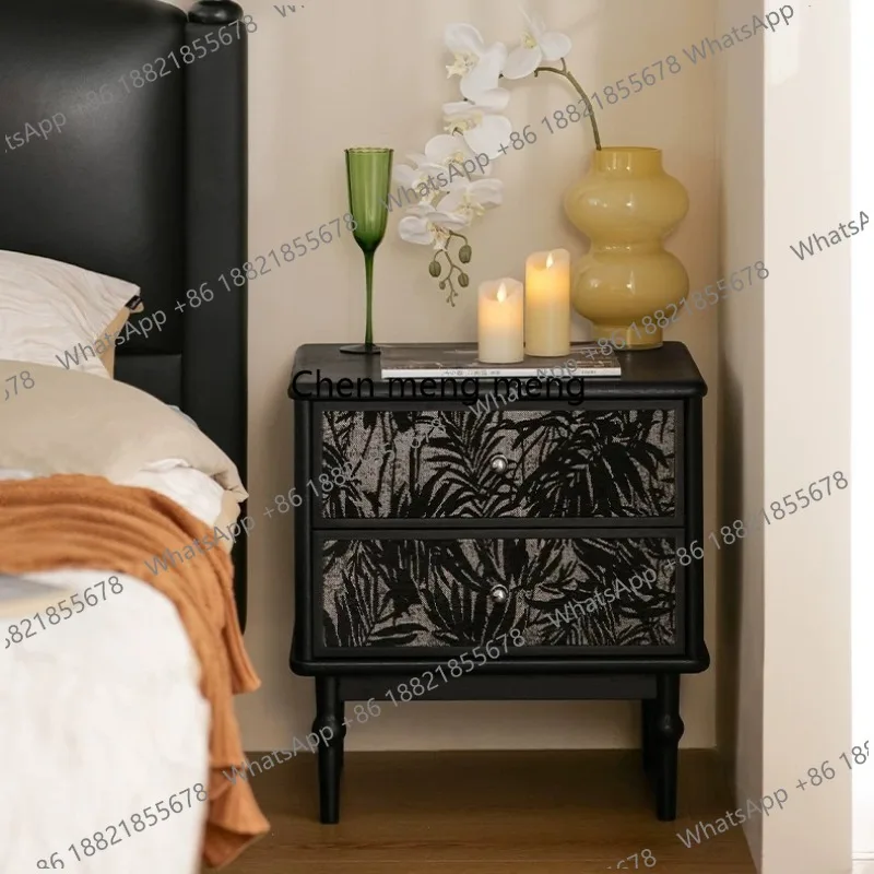 

French vintage solid wood safe bedside table small used home bedroom light luxury locker