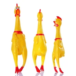 Yellow Rubber Vent Chicken Fashion Pets Dog Squeak Toys Screaming Chicken Squeeze Sound Dog Chew Toy Durable Funny