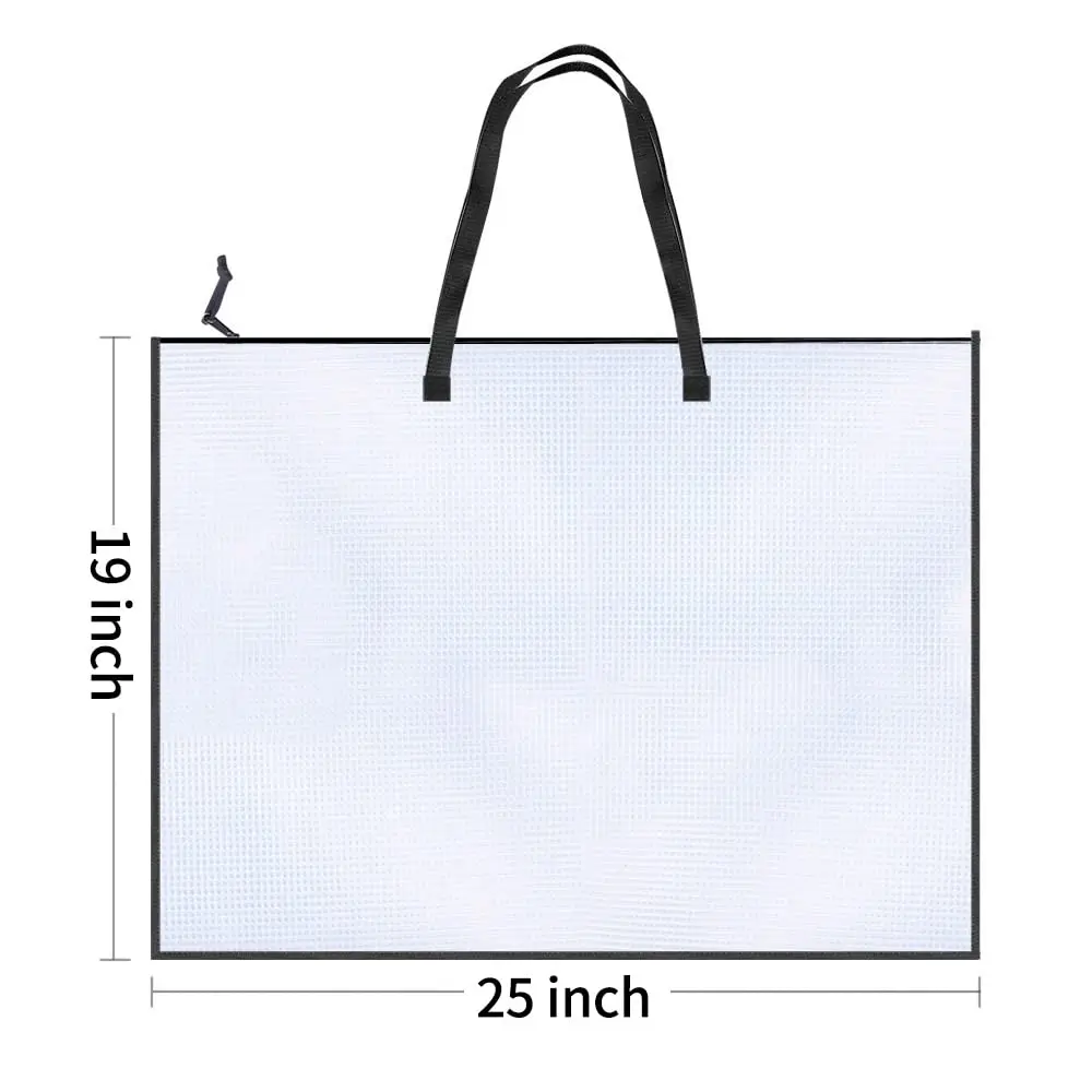 Transparent File Bag Large-Capacity Drawing Board Stationery Pencil Storage Poster Handbag Office Supplies Folder Organization