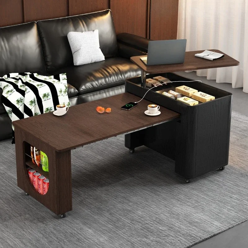 Removable coffee table retractable folding retro style coffee table sofa edge table