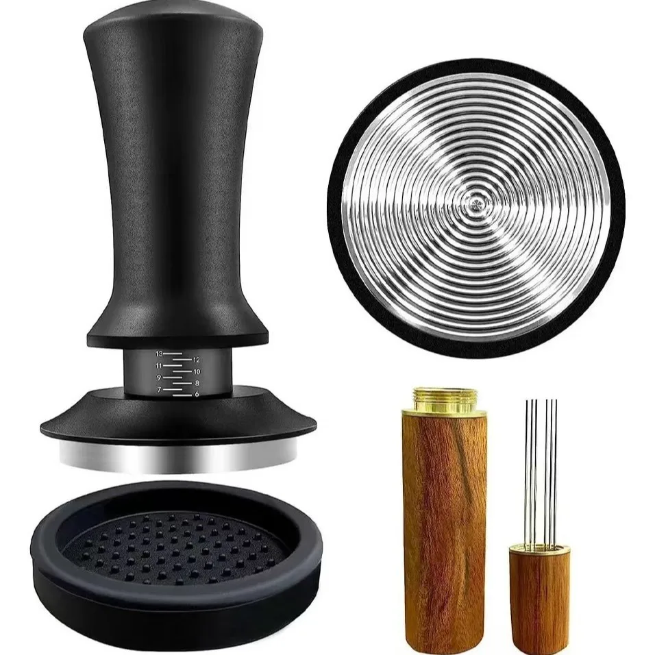 D9 51/53/58mm Espresso Accessories Coffee Kit Spring‑Loaded Calibrated Tamper with WDT Coffee Tool Dosing Funnel Tamper Mat