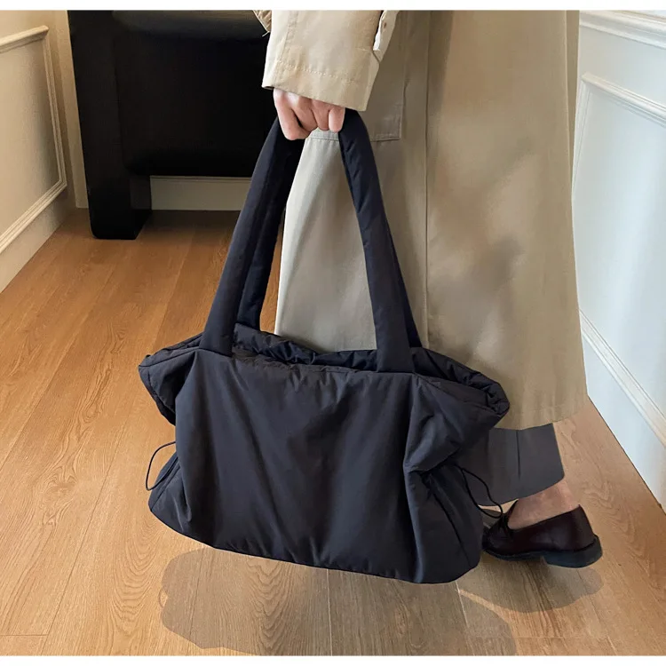 Herbst Winter Baumwolle Umhängetasche Frauen Stilvolle Tote Satchel Handtasche Geräumige Nylon Geldbörse für Arbeit Pendeln und Reisen – Detail 19