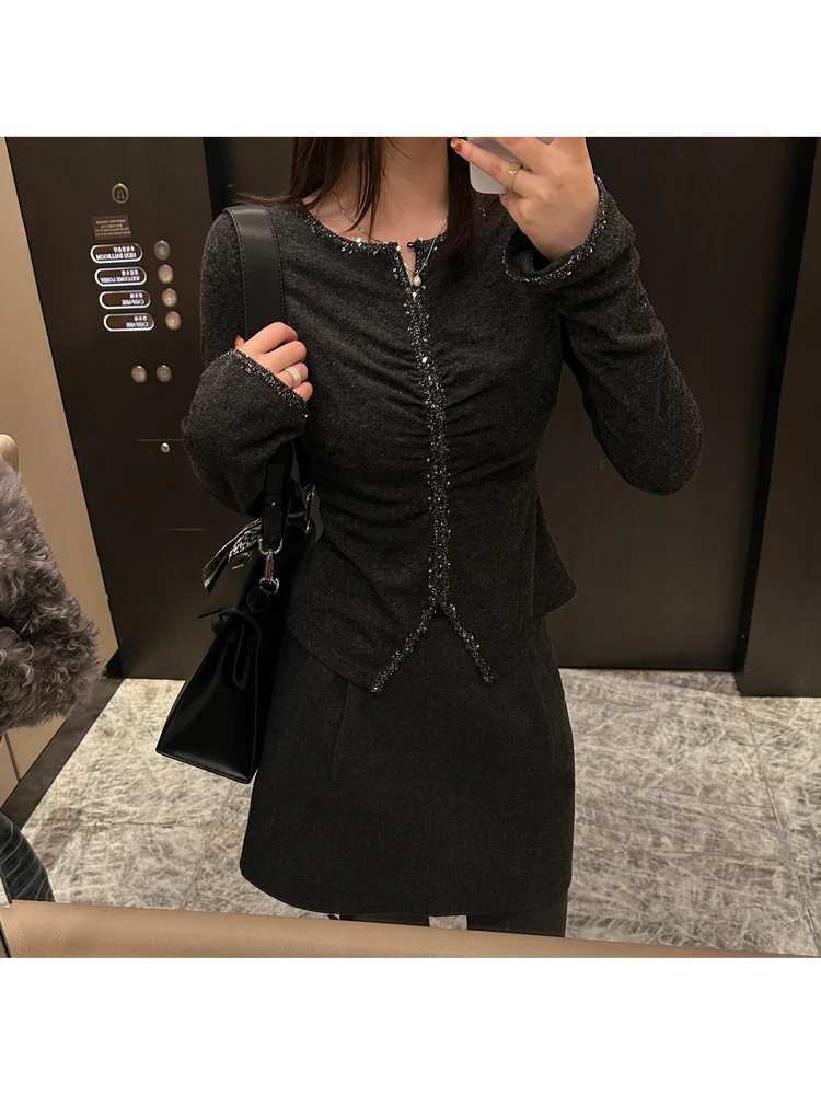 

Versatile Long Sve V-Ne Knitted Top LZY Zhin Quali Cotton Sensation Design Sensation Thin Fla Polyester Fiber