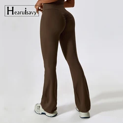 Mallas de entrenamiento de sensación desnuda para mujer, pantalones acampanados de realce de cintura alta para gimnasio, mallas deportivas de baile, ropa de Yoga transpirable