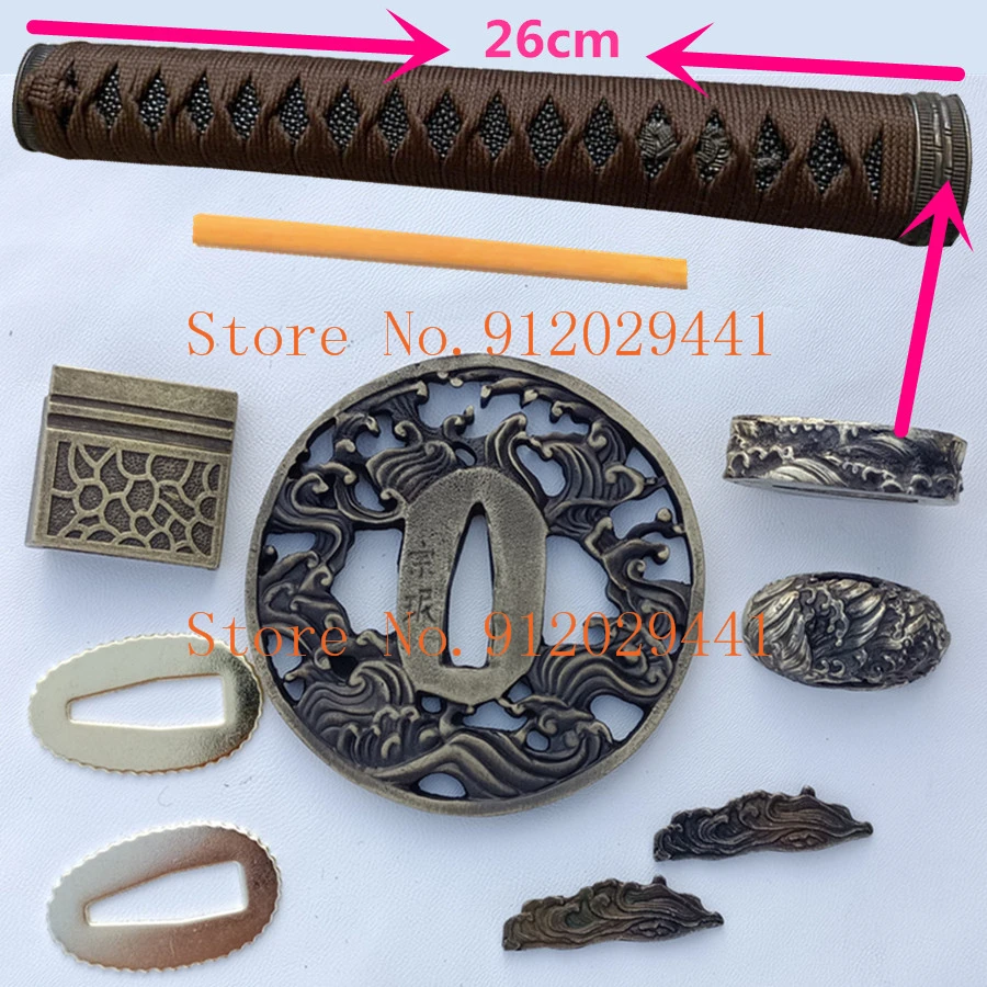 

High Quality A Set Handle Fittings Waves Tsuba Menuki Fuchi Kashira Habaki Seppa For Japanese Katana Wakizashi Tanto Sword