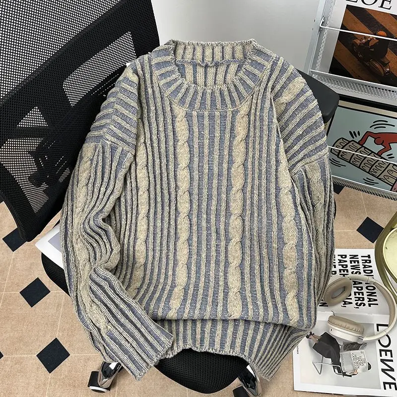 

Men's Thiened Autumn Winter Knitwear Loose Casual Sle Hong Kong Faion Inspired Long Sve Sweater Outerwear