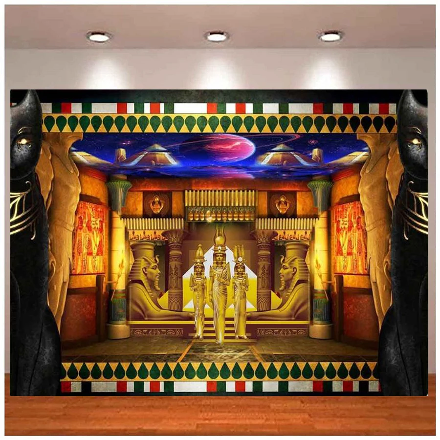 Photography Backdrop Mythology Egyptian Queen Pharaoh Palace Galactic Pyramid Aesthetic Background For Bedroom Living Room