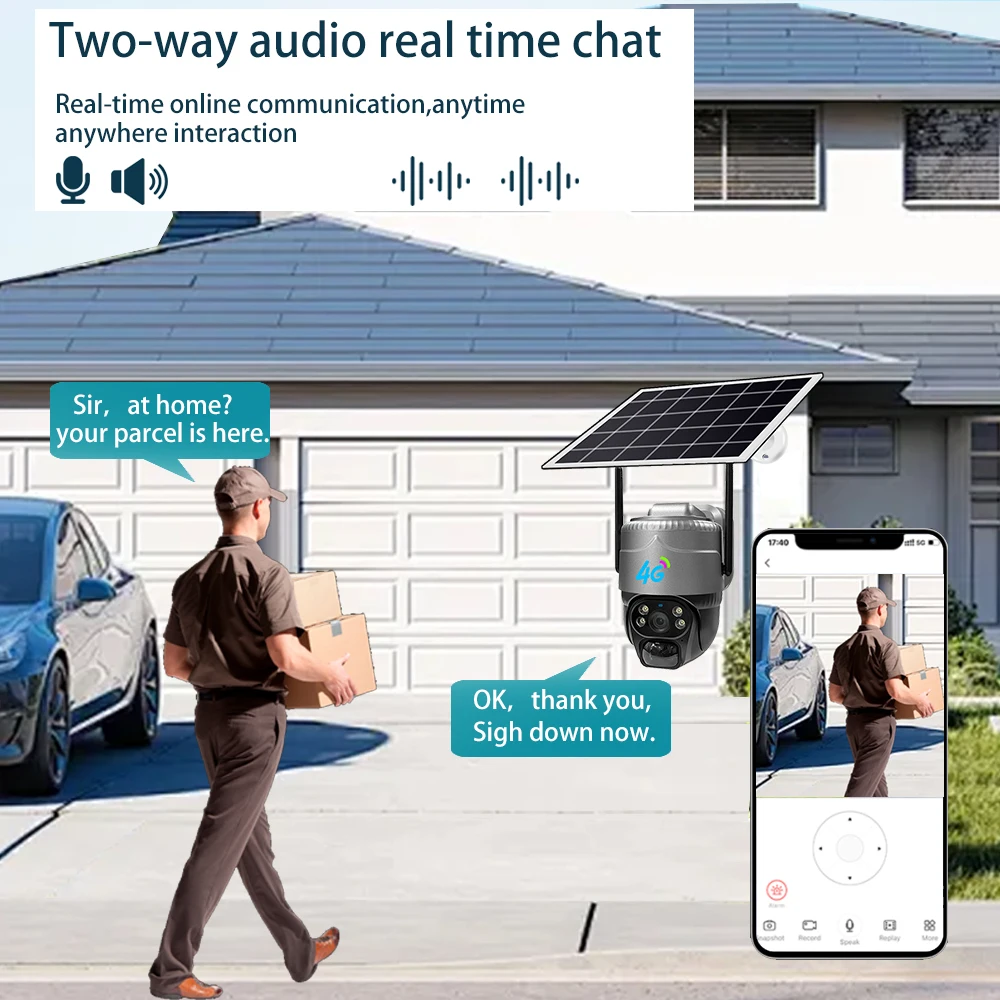 4G SIM Solar Camera Outdoor IP Camara Low Powered Battery PIR Motion Detection Waterproof CCTV Home Security Protection