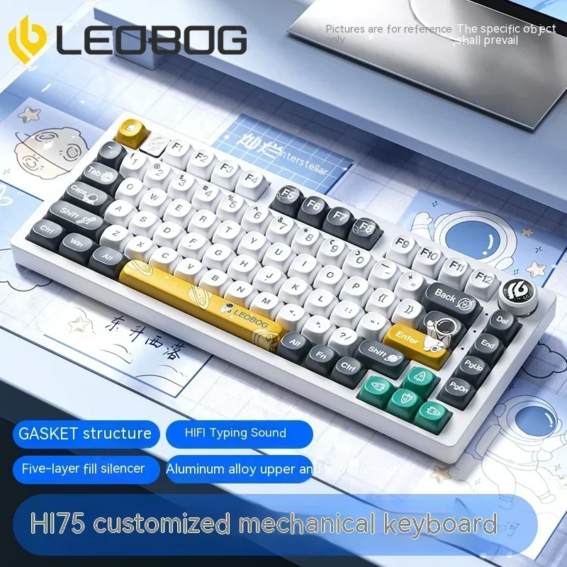 LEOBOG Hi75 Custom Mechanical Keyboard Multifunctional Knob RGB Quick Trigger Aluminium Alloy Gaming Keyboard For Pc Gamer Gifts