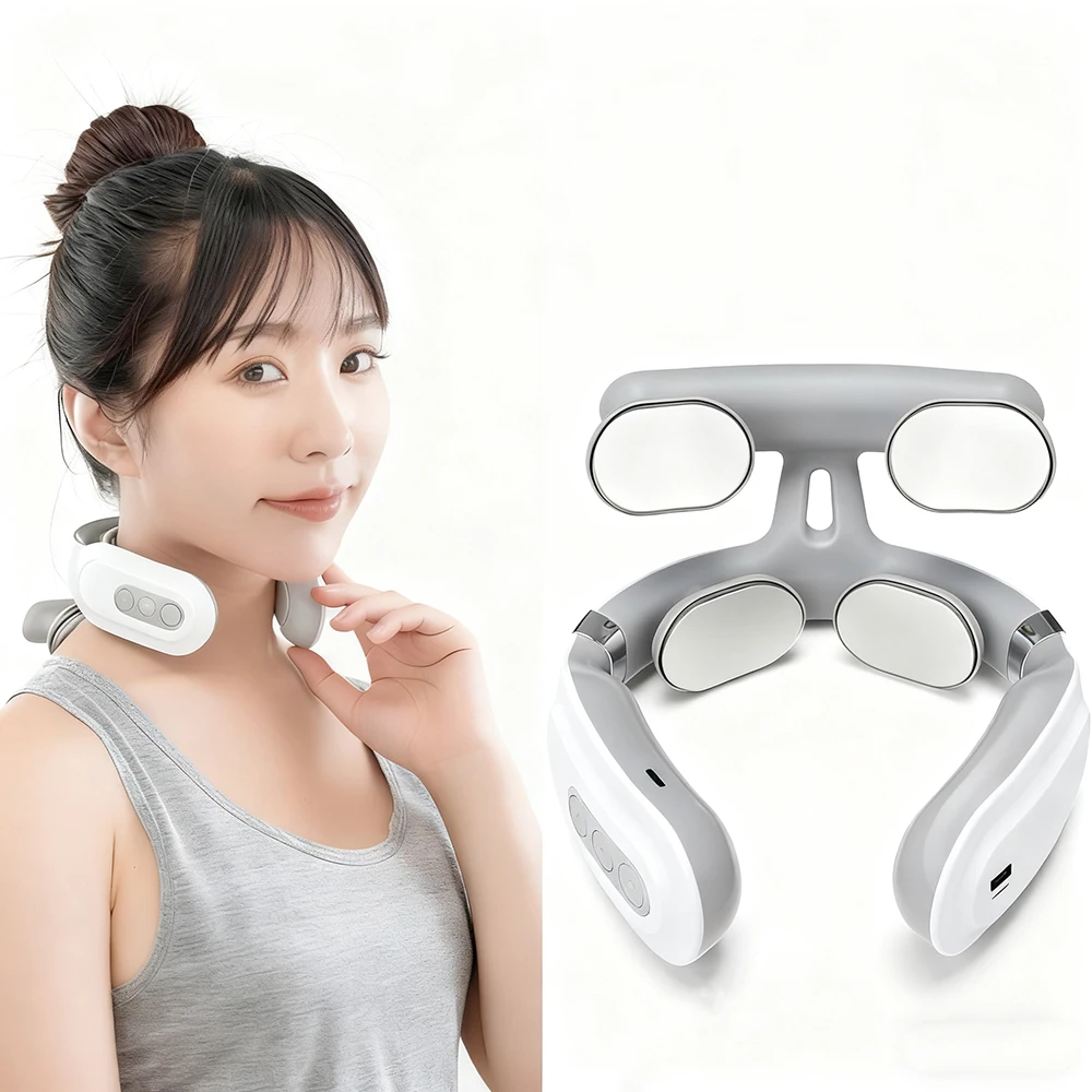 

Portable Electric Cervical Massager Neck Massage Machine With Heating Deep Tissue Kneading Massage For Shoulder Neck Relaxation
