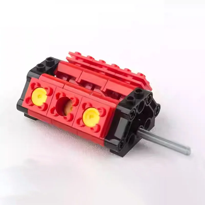Modelo de motores de coche MOC, bloques de construcción, juego de motores de coches, cilindro de juguete técnico DIY, juego de caja de rompecabezas de pellets pequeños