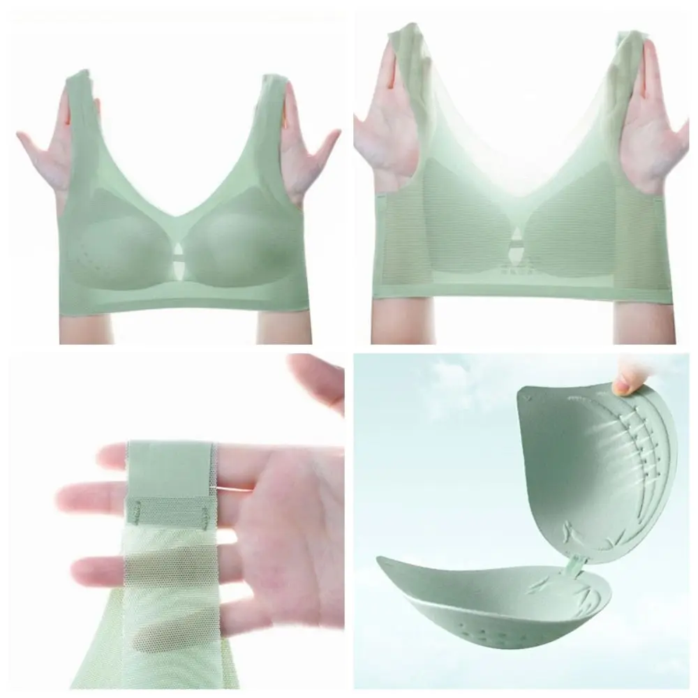 Cool Ultra-thin Seamless Bra Women Ice Silk Underwear Push Up Bra Intimates Transparent Wireless Deep V Bra Ladies