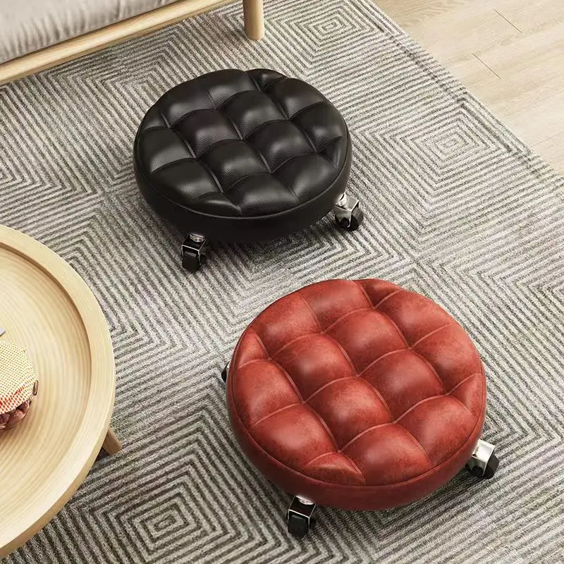 

1 Pcs Newest Small Round Floor Pulleystool Pedicure Massage Stool Furniture Chair Roller Seat Stool Stool with Wheels Pulley