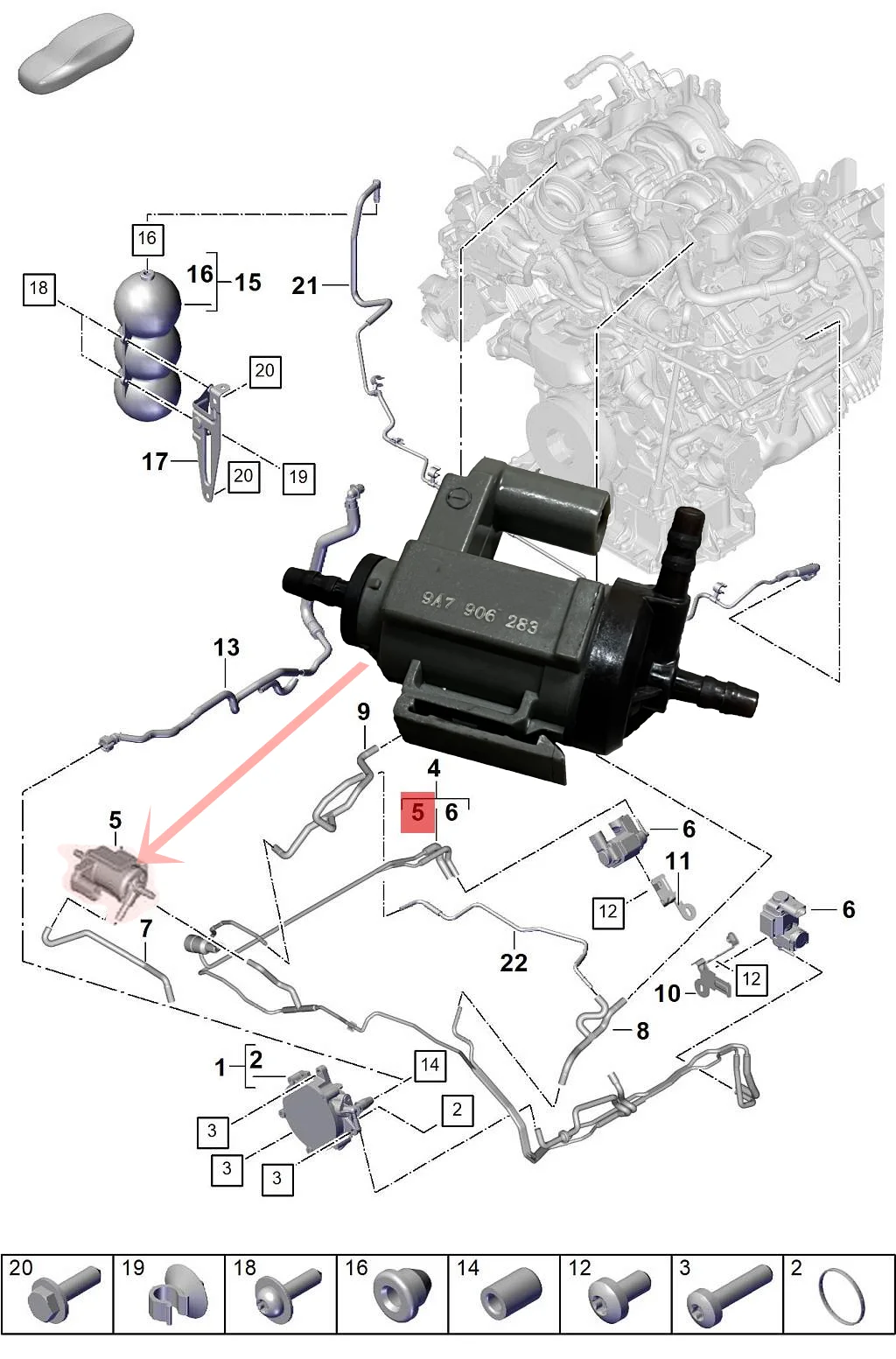 9A7906283 7PP906283F 7PP906283P solenoid valve for Porsche 991 Turbo / GT2 RS Boxster Spyder Cayenne