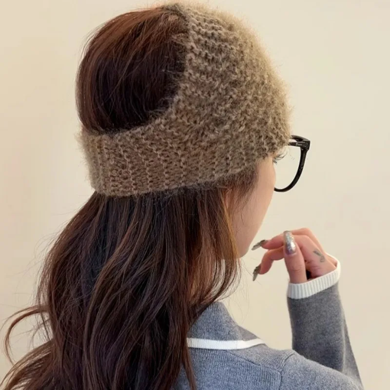 Winter Thick Knitted Headband Elastic Woolen Yarn Warm Hair Band Autumn Winter Ear Protection Thermal Headwear Hair Accessories