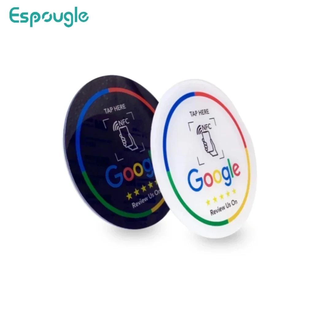 300pcs NTAG 213 215 Diameter 10CM NFC Google Reviews Table Sticker 13.56MHz Programmable Acrylic with Self-adhesive Backing