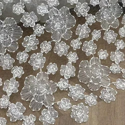 Crochet Flower Lace Wedding Dress White 1Yard Bridal Gown Fabric High Quality Designer Cloth for Sewing Diy Curtain tablecloth