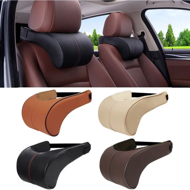 PU Leather Car Neck Headrest Pillow Car Accessories Cushion Auto Seat Head Support Neck Protector Automobiles Seat Neck Rest 