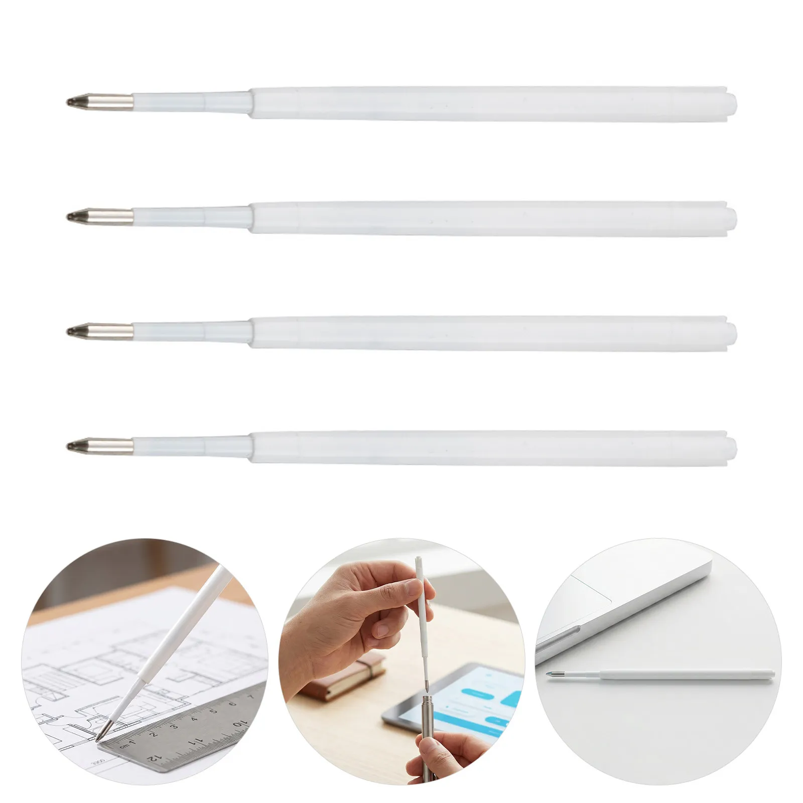 120 Pcs Black Pens Ballpoint Office Refills Replacements Ink Cartridges White Replaceable
