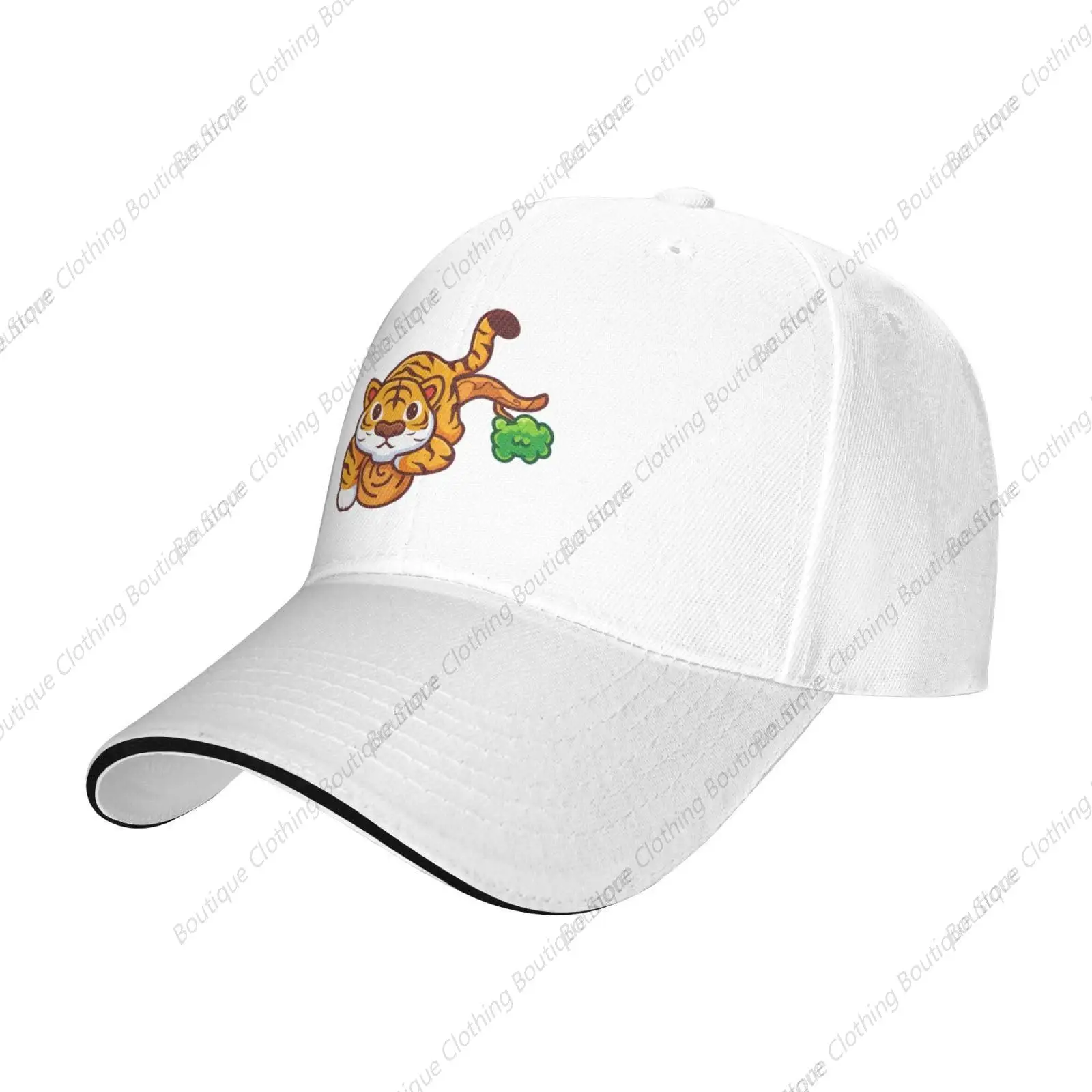 

Cute Tiger in The Tree Baseball Cap Women Men Hats Adjustable Truckers Sun Hat Golf Caps White