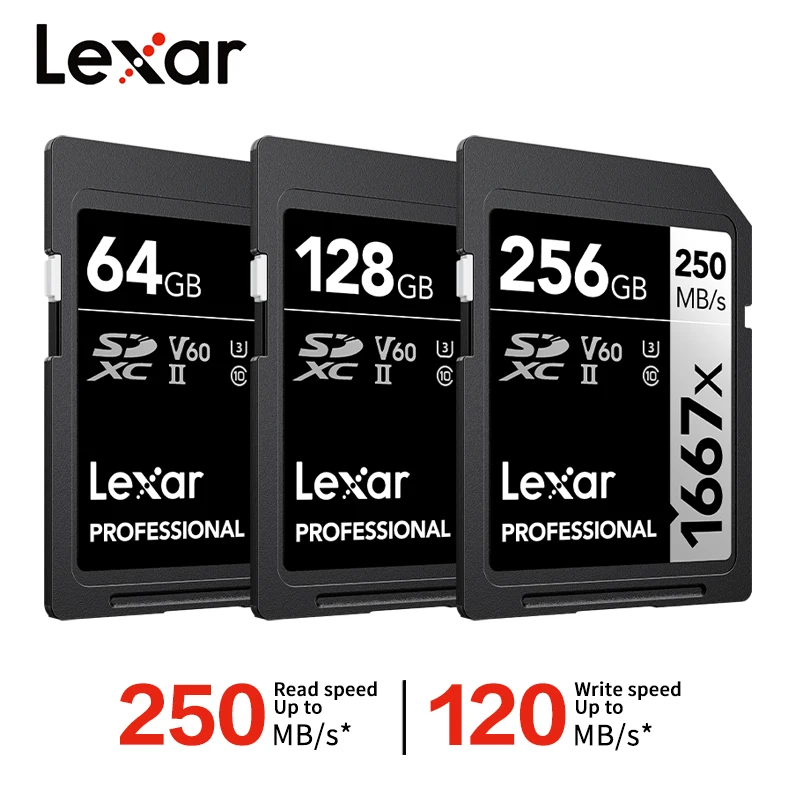 Lexar Professional 1667x 64GB 128GB 256GB SDXC UHS-II V60 Class 10 Heavy Duty Karta Pamięci do 250MB/s 4K do Aparatów DSLR — zdjęcie produktu 2