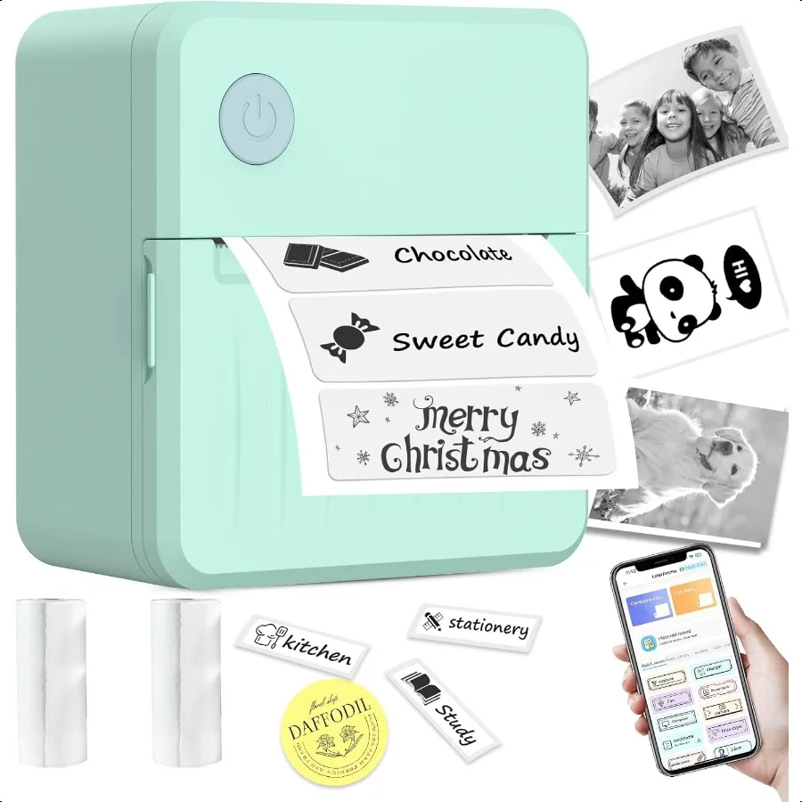 

Label Maker hine with Tape Bluetooth Thermal Label Printer Mini Sticker Maker for Home Office School Small Busin Includes 2 Rol