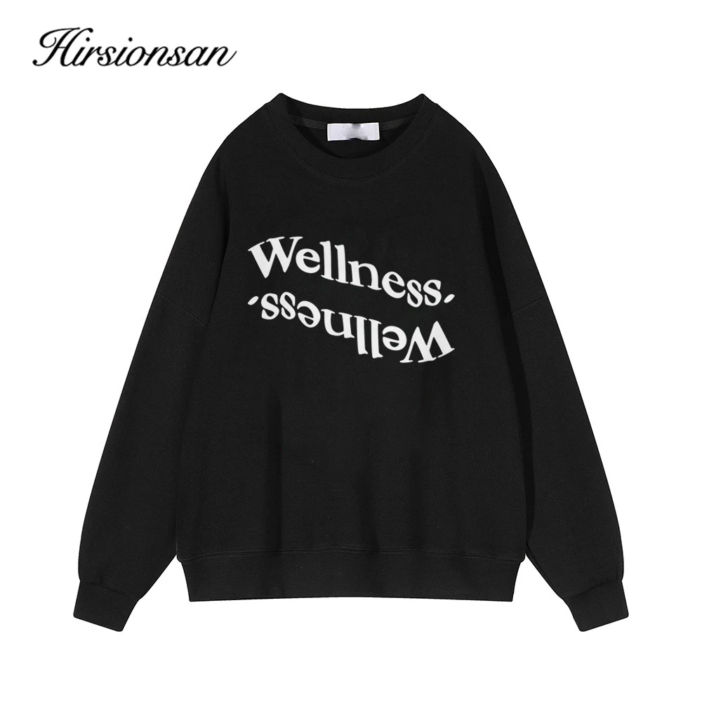 Hirsionsan 2024 New Spring Autumn Casual Wellness Letter Print Sweatshirt Women Soft O Neck Ladies Vintage Pullovers Casual Tops