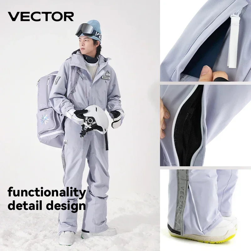 VECTOR Extra Thick Women Ski Pants Straight Full Overalls Winter Warm Windproof Waterproof Outdoor Sports Snowboard Snowmobile