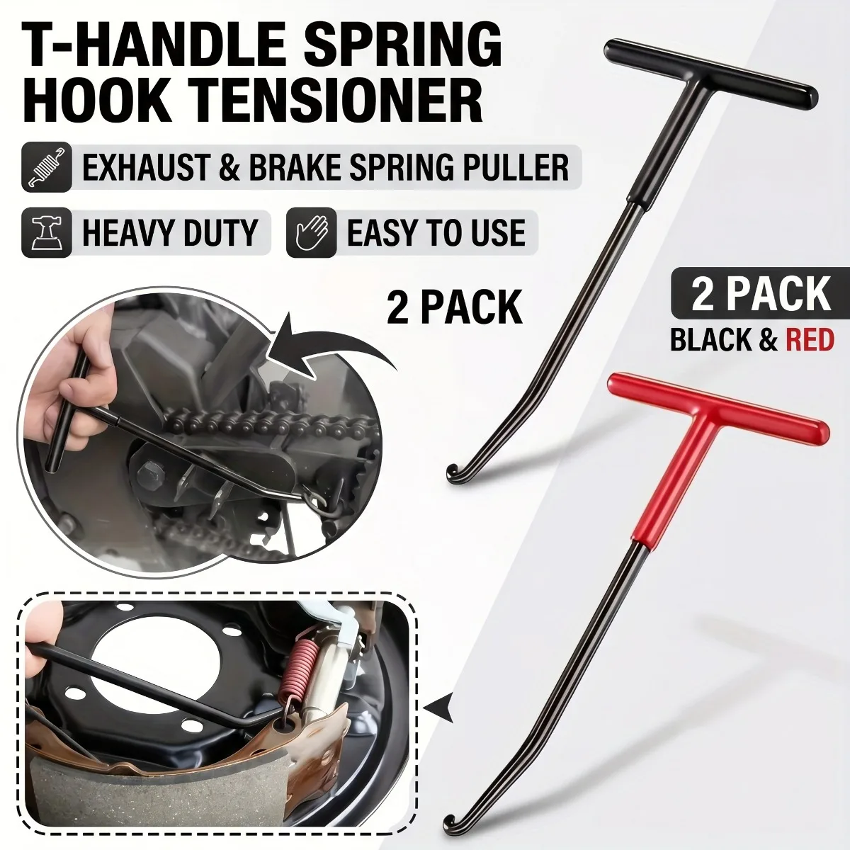 T Handle Spring Hook Puller Exhaust Brake Drum Motorcycle Stand Removal Tensioner Installer Heavy Duty Steel Hand Garage Tools