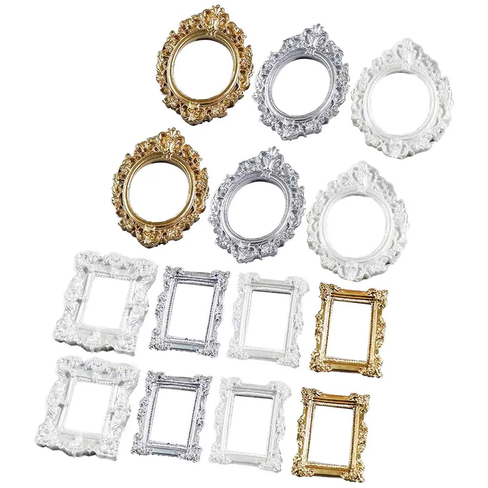 

Decorative Mini Frames 14Pcs Set DIY Photo Frame Ornaments for Phone Shells Vintage Style Picture Holders Wallet Size Charm