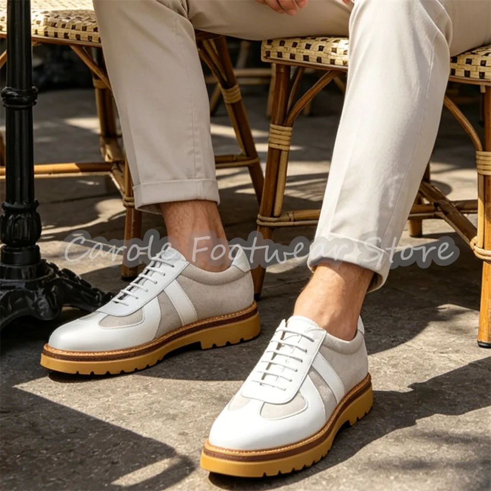 

British Style Mixed Color Genuine Leather Male Casual Shoes Handmade Comfortable Lace-Up Oxford Business Formal Dress Shoes