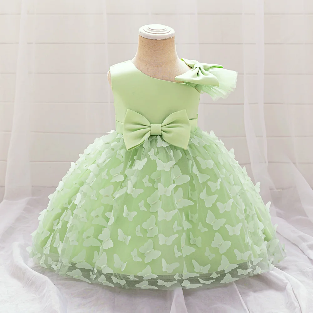 Baby Girl Butterfly Princess Gown Kids Elegant Wedding Party Dress Toddler Bow Birthday 1st Dresses Infant Fashion Clothes Wear