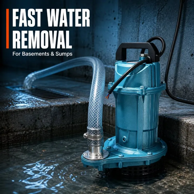 370W Portable Submersible Drainage Pump Electric Clean Water Transfer Pump Wide Intake for Basement Pool Garden Pond Irrigation