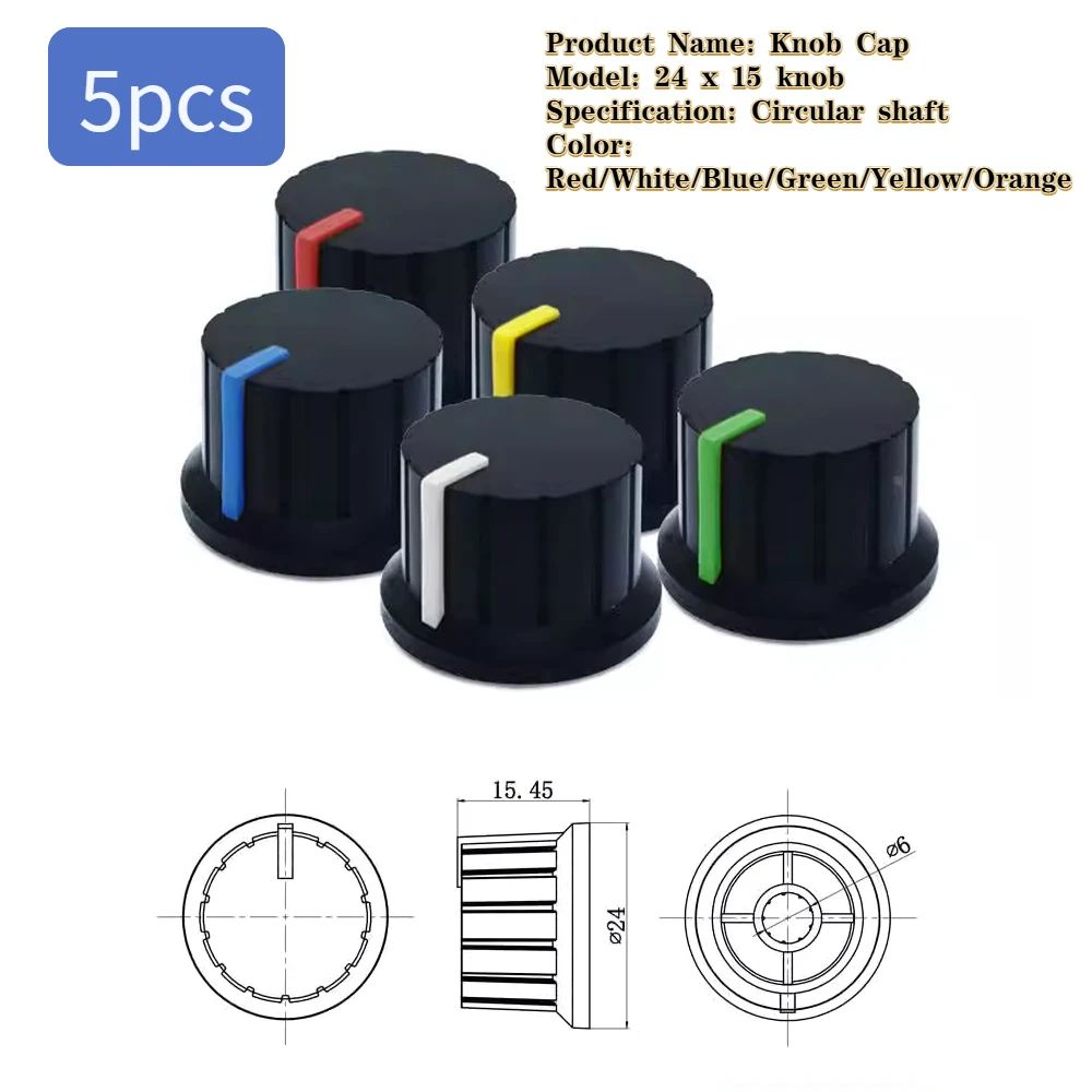 5ชิ้นลูกบิดพลาสติก24X15mm สีคู่ลูกบิดแบบหมวกฟางฝาครอบลูกบิดปรับระดับเสียงปุ่มโพเทนชิออมิเตอร์สำหรับ WH148โพเทนชิออมิเตอร์