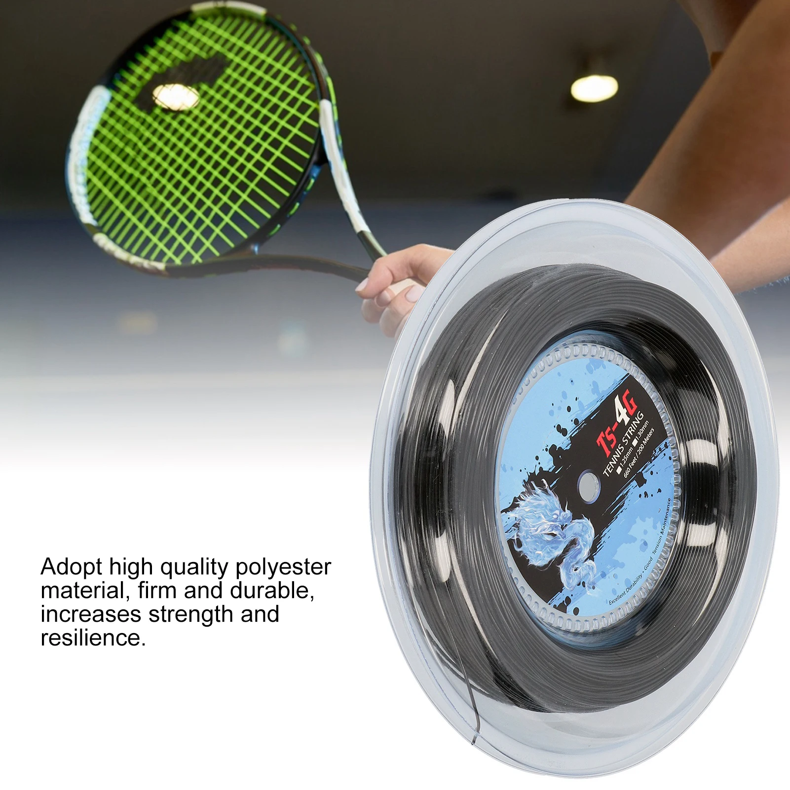 200 M โพลีเอสเตอร์ทนทานไม้เทนนิส String รอบ StrikeResistance Hard Racquet String