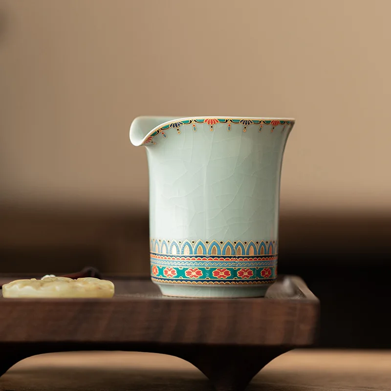 Dunhuang Po-Phase Flowers Ru Kiln Tea Pitcher Gong Dao Bei Household Porcelain Seafood Ware Supportable Utensils Fair Mug