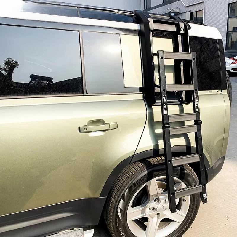 Car Side Climbing Ladder,Aluminum Multi-functional Roof Rack Ladder 4x4 Auto Refit Accessories 33.5*11.9*4.3inch Black Ladder