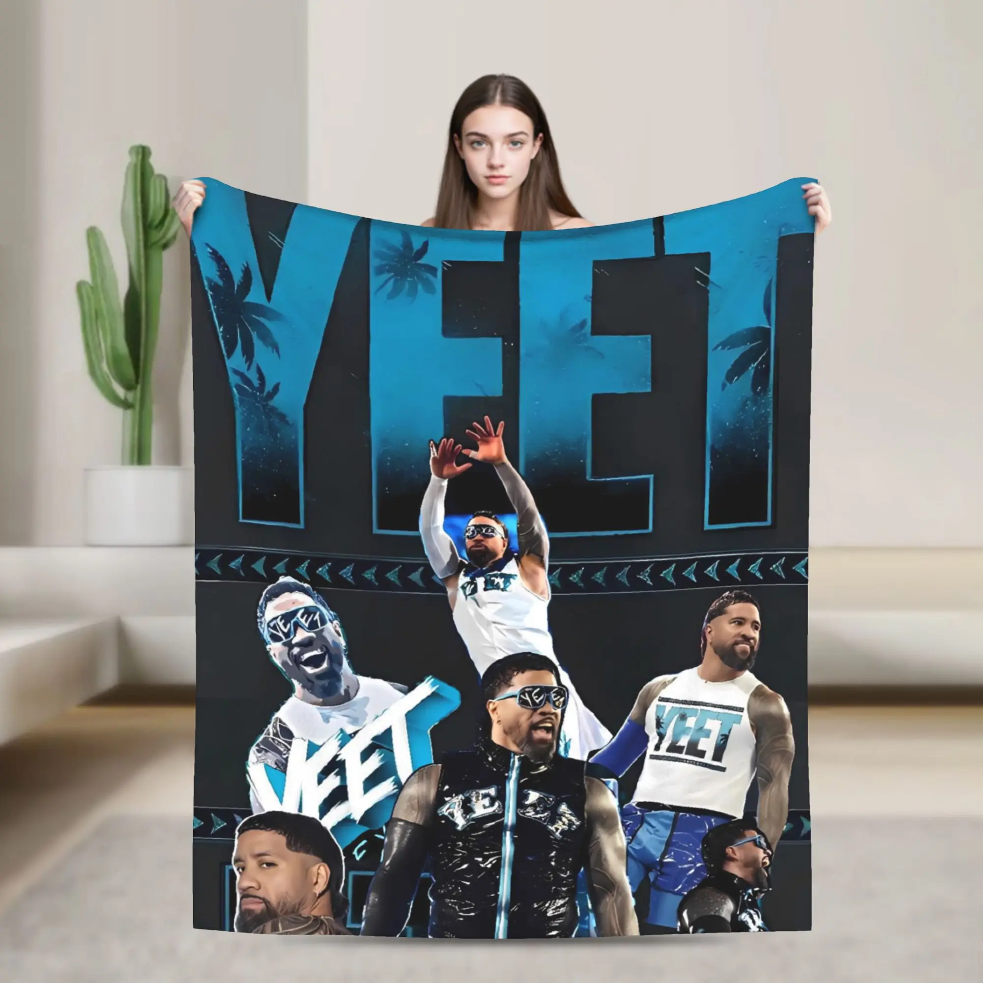 Manta de lucha JEY YEET USO, manta de felpa estética suave y cálida para niños y adultos, decoración del hogar, colcha de franela, funda de cama