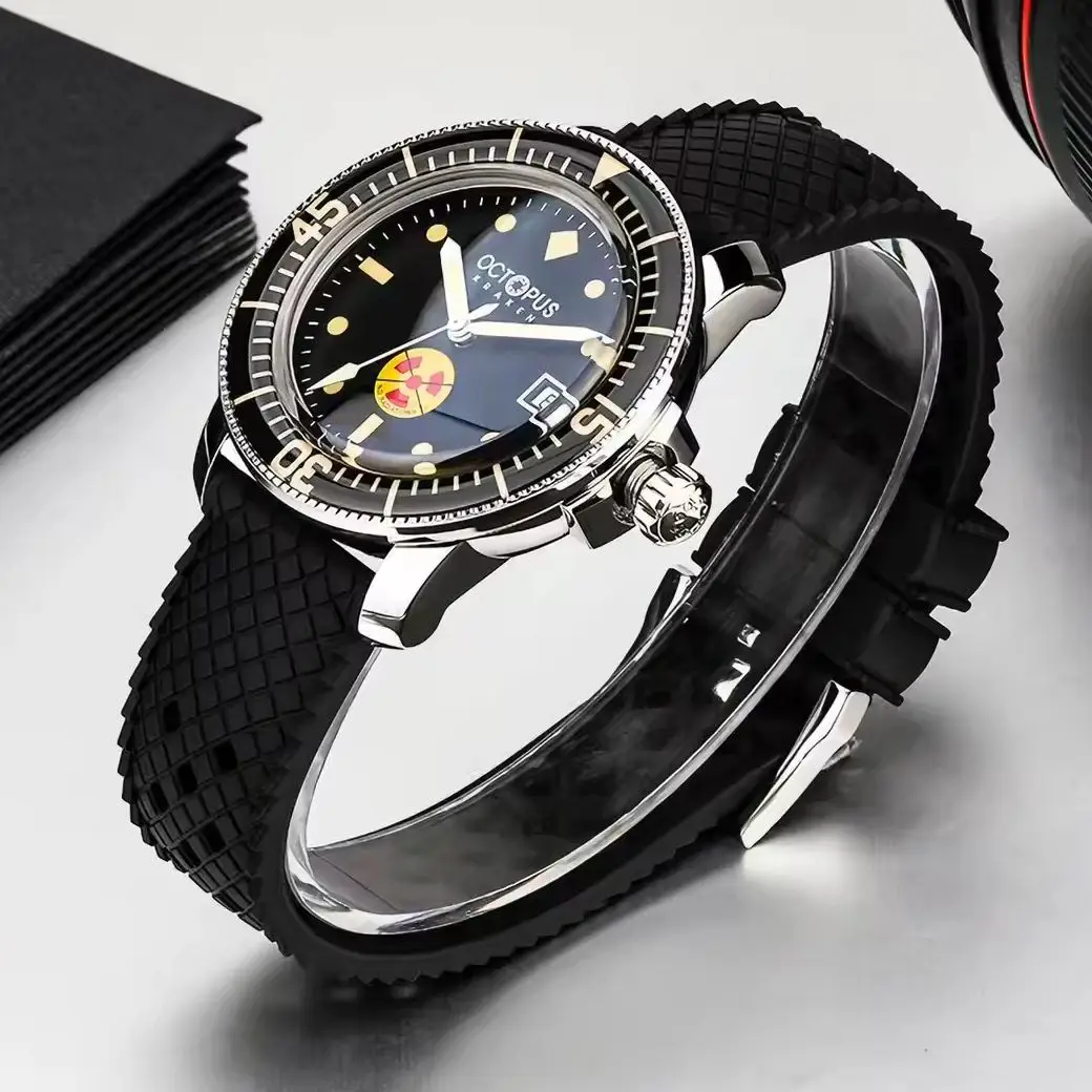 Octopus Men Automatic Watch 40mm Mechanical Wristwatch Diver 30Bar Waterproof 40mm C3 Luminous Sapphire Mirror PT5000 SW200
