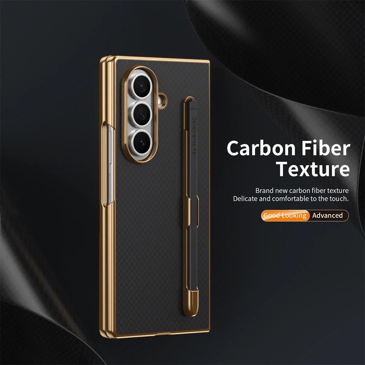 فتحة قلم من الجلد كيفلر مع حافظة لهاتف سامسونج جالاكسي Z Fold 7 6 5 4 3 ZFold7 غطاء حماية مطلي بالكهرباء #3