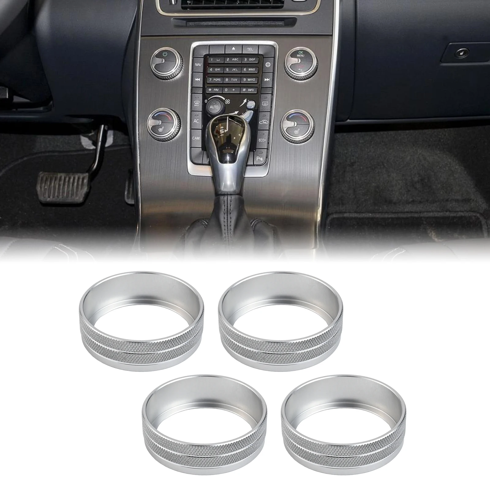 Easy Installation Knobs Silver Alloy Knob Covers Stylish Vehicle Accessories Enhanced Grip Design Modern Aesthetic Touch