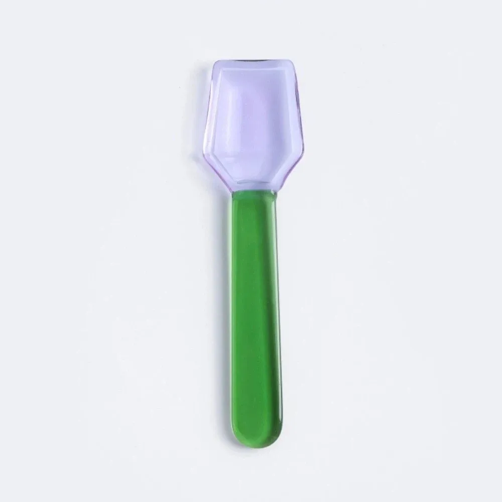 Creative Milk Dessert Spoon Colorful Heat Resistant Cute Oatmeal Yogurt Coffee Glass Breakfast Contrast Color Round Spoon