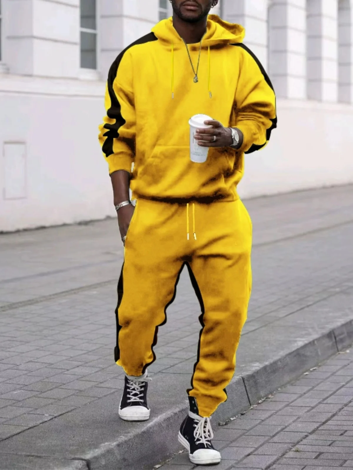 

Комплект мужской: худи и спортивные брюки с начесом, осенний повседневный, больших размеров