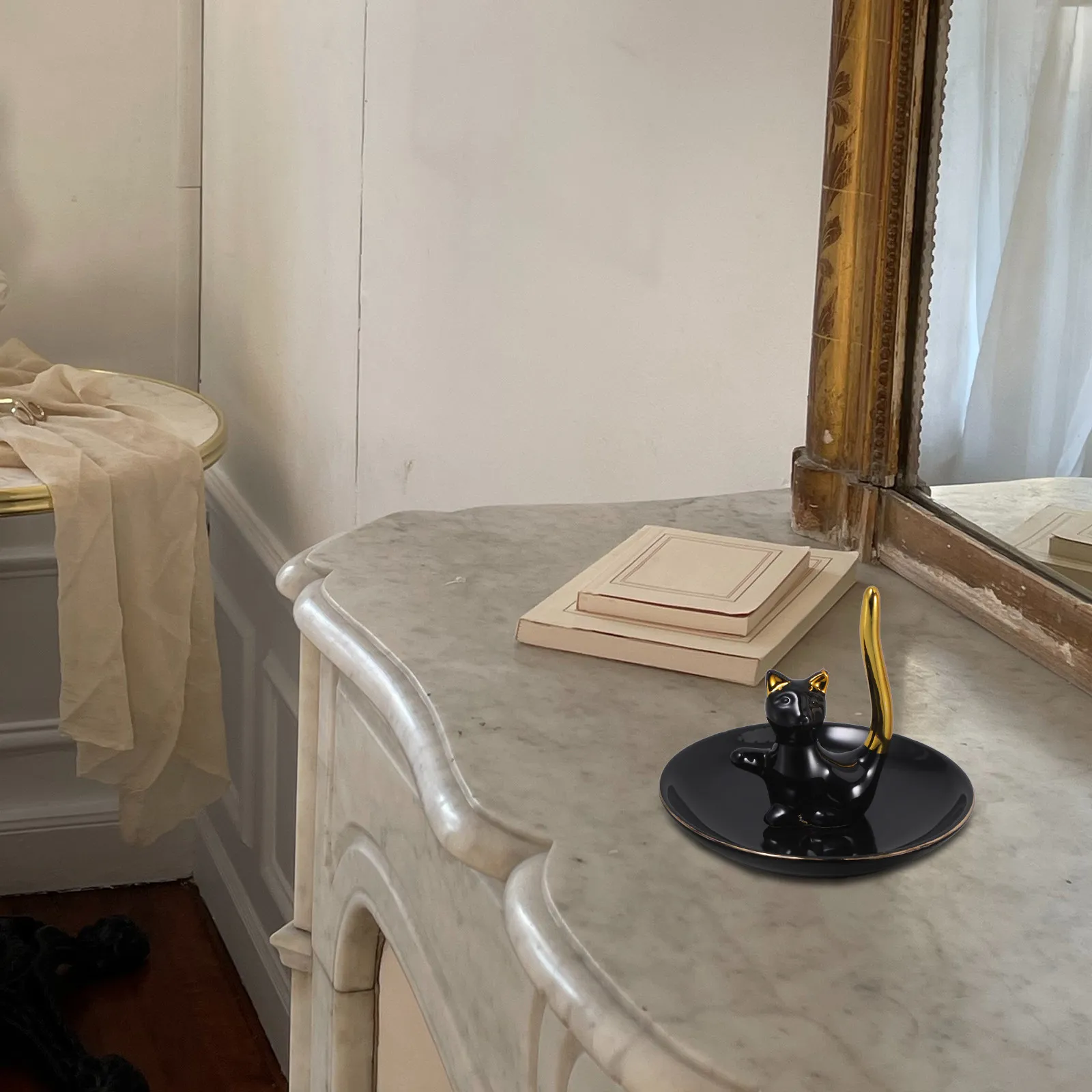 

Ceramic Jewelry Tray Cute Cat Design Smooth Edges Storage For Rings Keys Trinkets Decorative Plate Organizer Dish