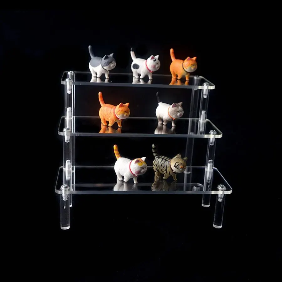 3 Tier Acrylic Storage Rack Display Stand Durable Display Rack for Cupcake Doll Transparent Trapezoidal Blind Box Storage Shelf