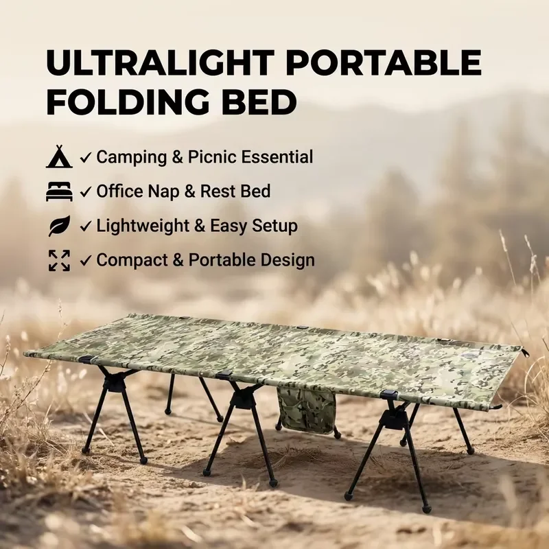 New Aluminum Alloy Folding Bed Outdoor Camping Cot Hiking Portable Ultra-Lightweight Compact Marching Bed